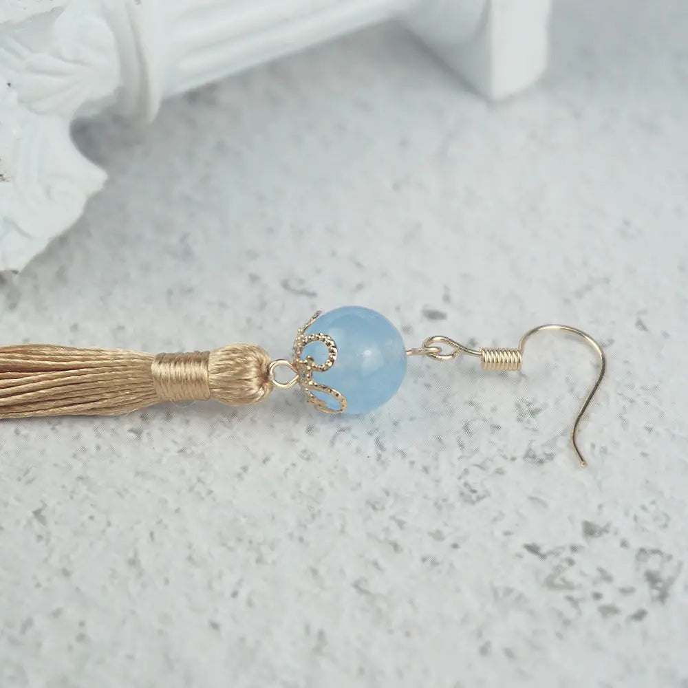 Anime Game Genshin Impact Xingqiu Tassel Pendant Earring Cosplay Costume Accessories Props Ear Clip 1:1 Cosplay Jewelry Props