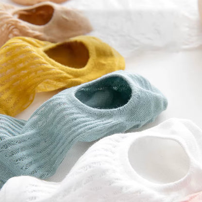 Socks Women'S Summer Invisible Short No Show Fashion Lace Breathable Silicone Non-Slip Cotton Boat Socks