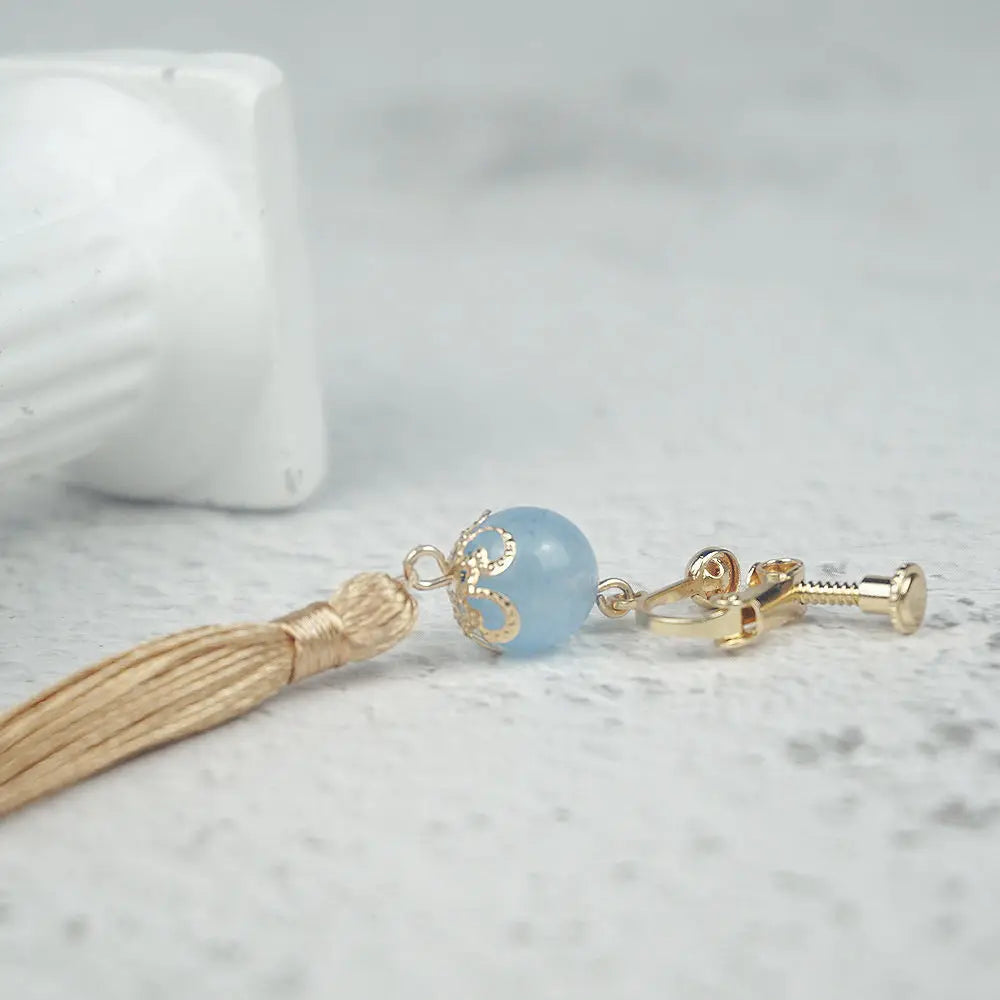 Anime Game Genshin Impact Xingqiu Tassel Pendant Earring Cosplay Costume Accessories Props Ear Clip 1:1 Cosplay Jewelry Props