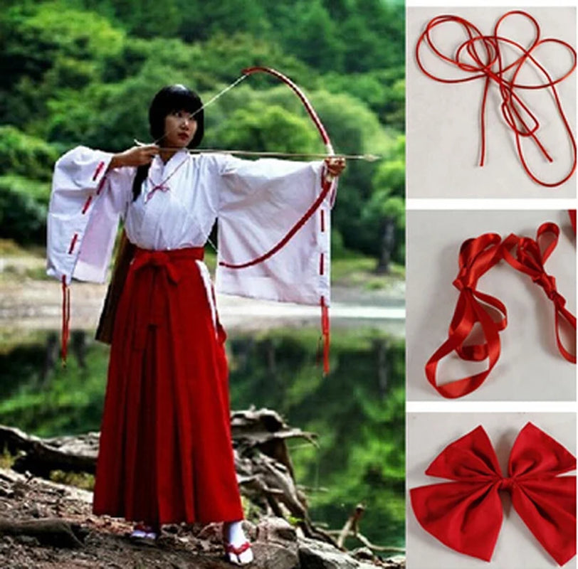 Anime Inuyasha Kikyo Kimono Cosplay Uniform Dress Women Halloween Costumes Full Set Size S M L XL Inuyasha Kikyo Costume