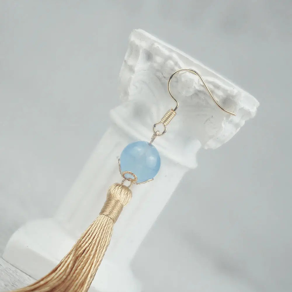Anime Game Genshin Impact Xingqiu Tassel Pendant Earring Cosplay Costume Accessories Props Ear Clip 1:1 Cosplay Jewelry Props