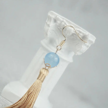 Anime Game Genshin Impact Xingqiu Tassel Pendant Earring Cosplay Costume Accessories Props Ear Clip 1:1 Cosplay Jewelry Props