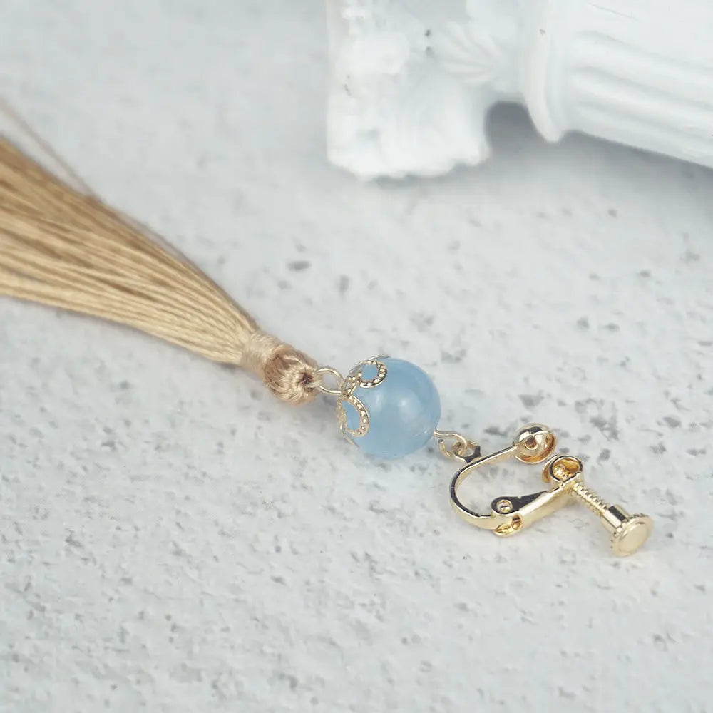 Anime Game Genshin Impact Xingqiu Tassel Pendant Earring Cosplay Costume Accessories Props Ear Clip 1:1 Cosplay Jewelry Props